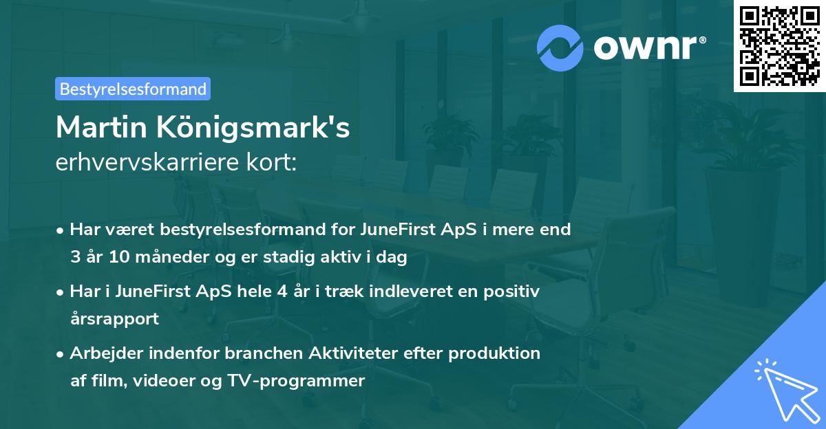 Martin Königsmark's erhvervskarriere kort