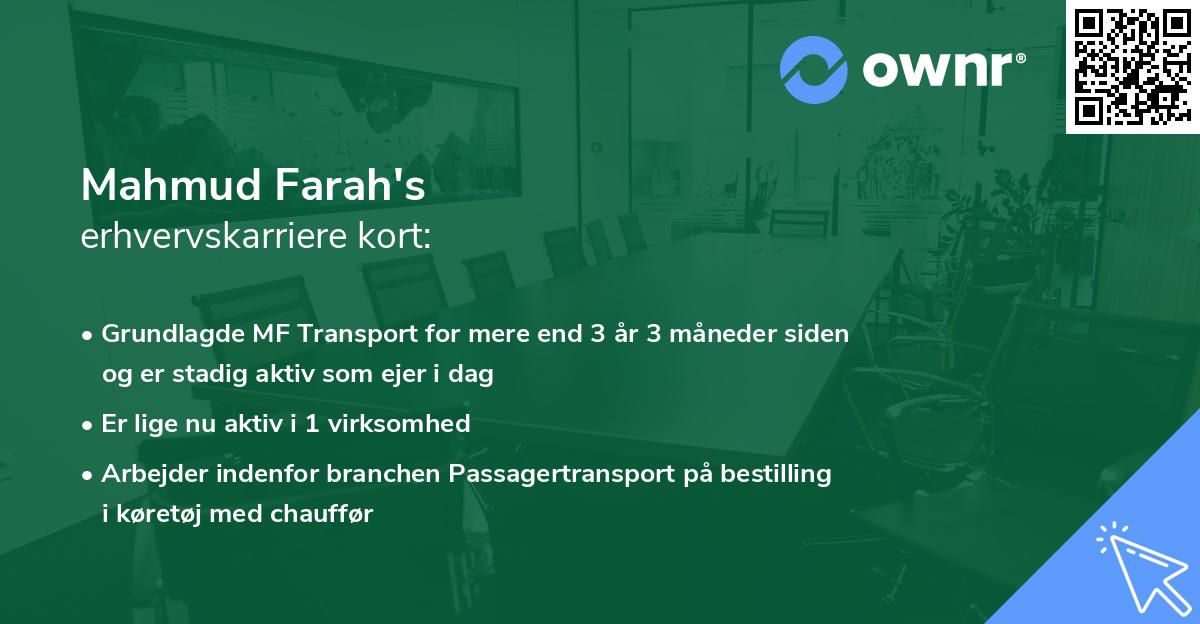 Mahmud Farah's erhvervskarriere kort