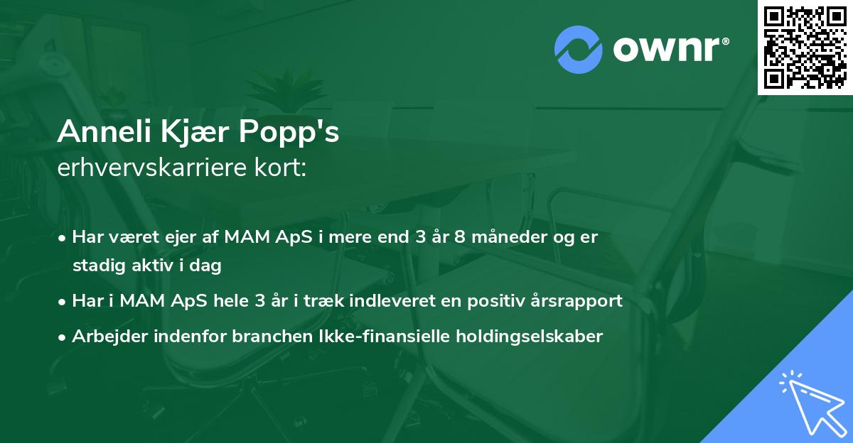 Anneli Kjær Popp's erhvervskarriere kort