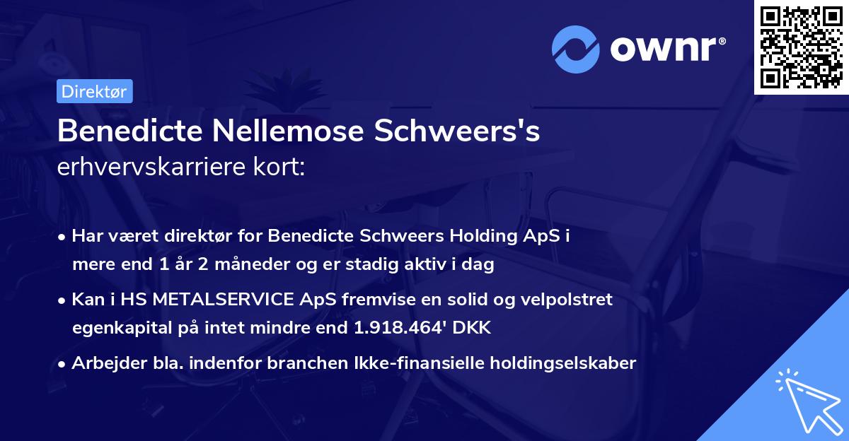 Benedicte Nellemose Schweers's erhvervskarriere kort