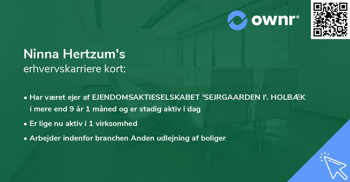 Ninna Hertzum's erhvervskarriere kort