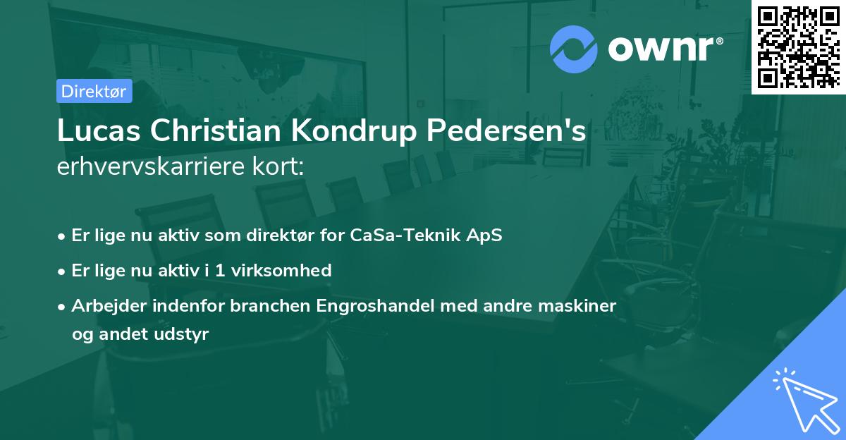 Lucas Christian Kondrup Pedersen's erhvervskarriere kort