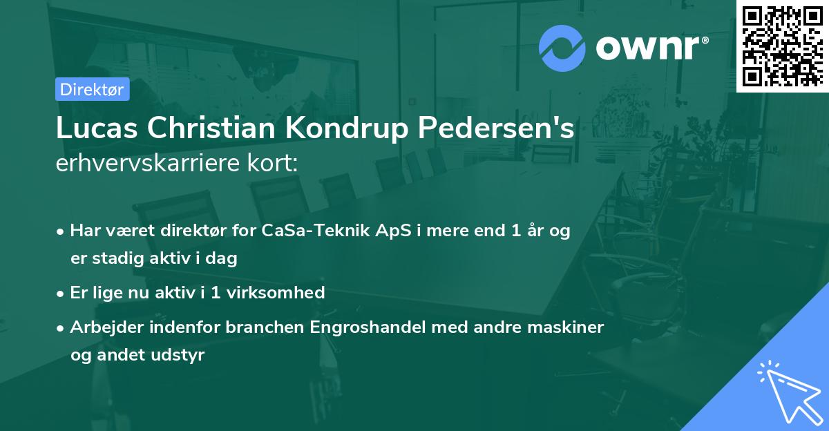 Lucas Christian Kondrup Pedersen's erhvervskarriere kort