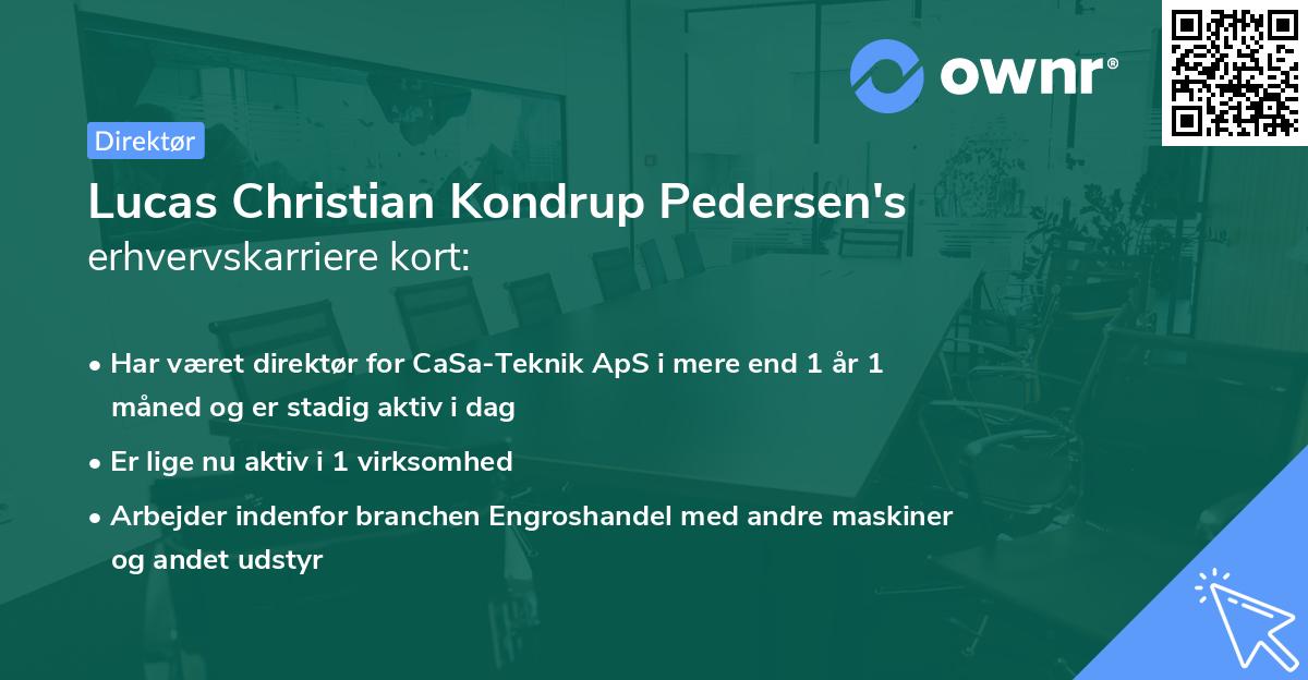 Lucas Christian Kondrup Pedersen's erhvervskarriere kort