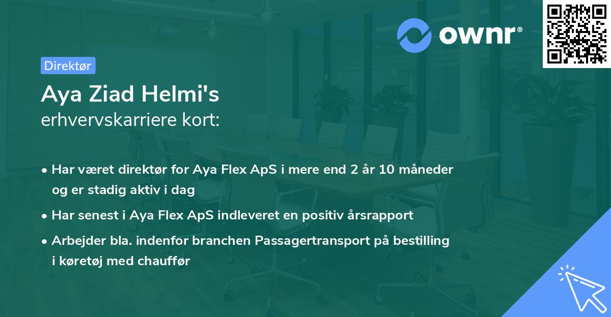 Aya Ziad Helmi's erhvervskarriere kort