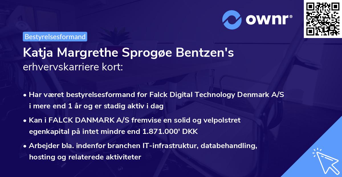 Katja Margrethe Sprogøe Bentzen's erhvervskarriere kort