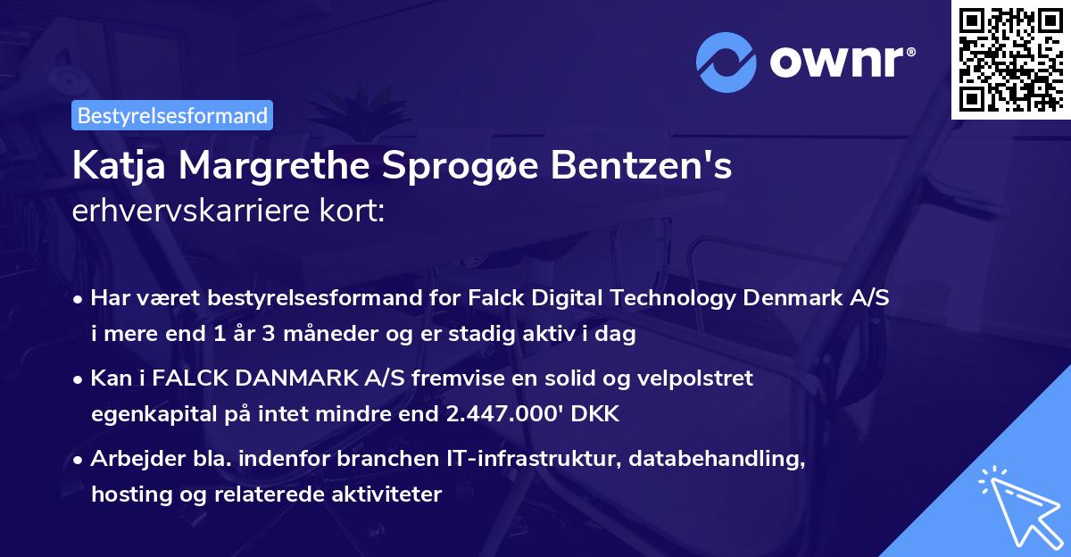 Katja Margrethe Sprogøe Bentzen's erhvervskarriere kort