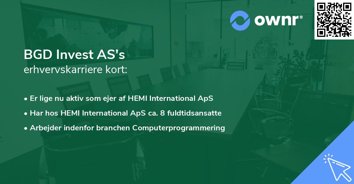 BGD Invest AS's erhvervskarriere kort