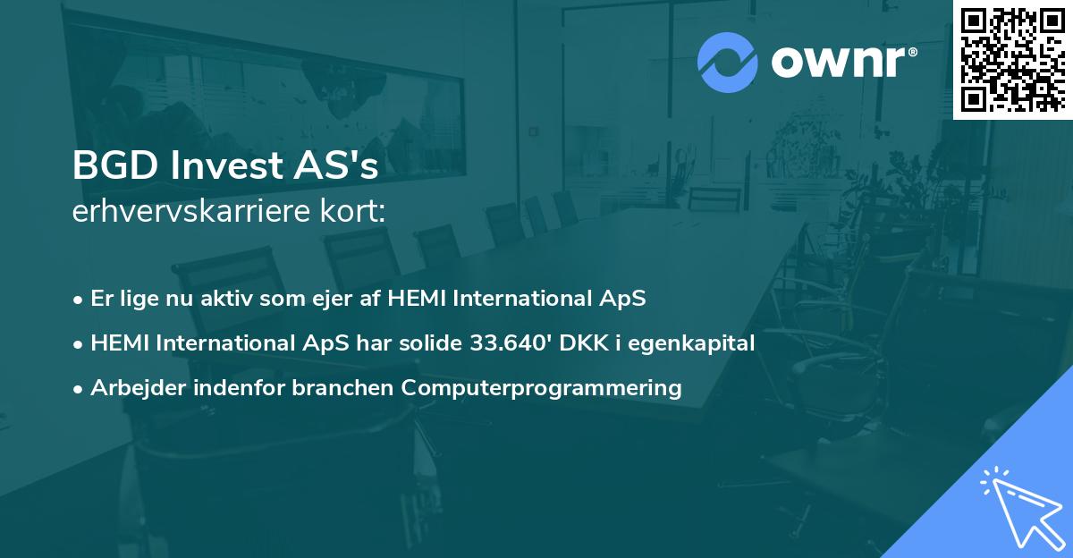 BGD Invest AS's erhvervskarriere kort