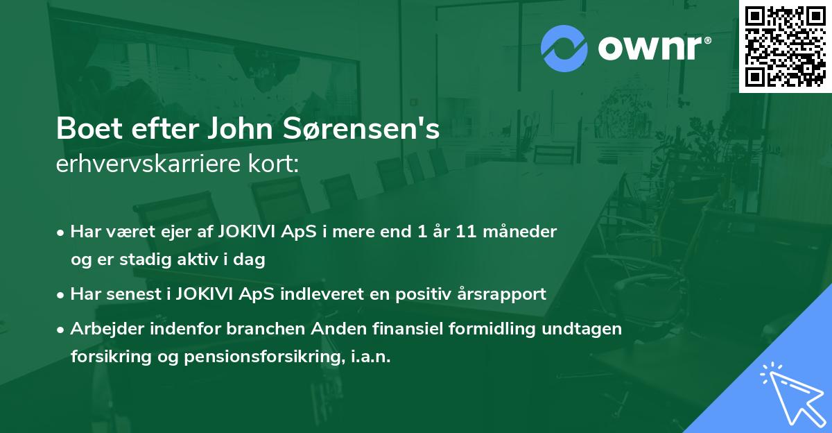 Boet efter John Sørensen's erhvervskarriere kort