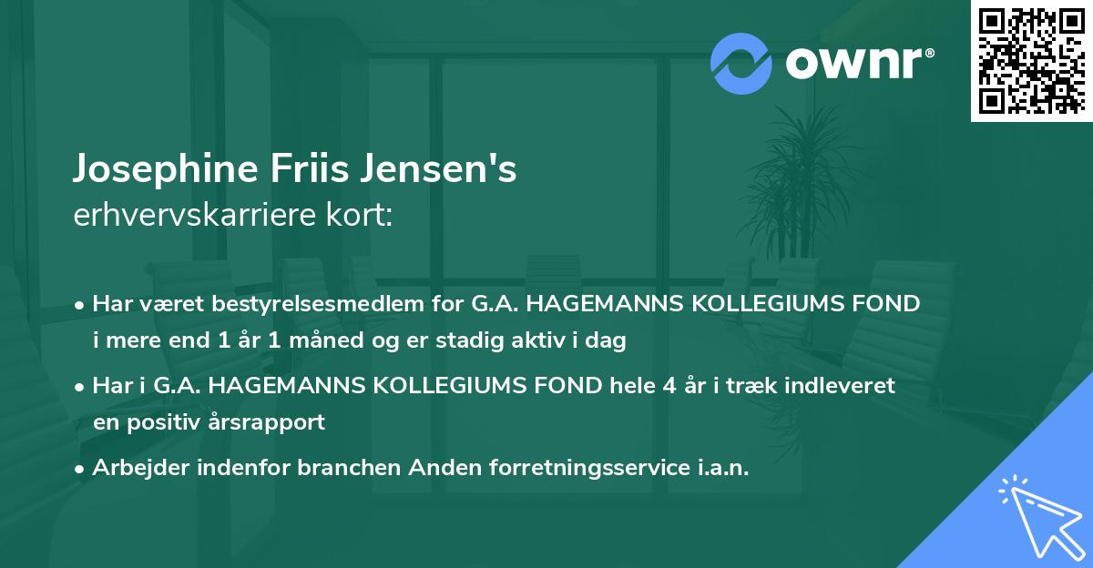 Josephine Friis Jensen's erhvervskarriere kort