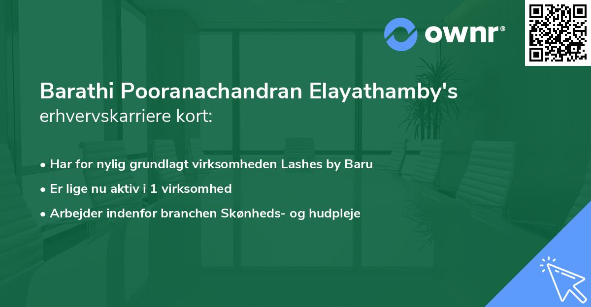 Barathi Pooranachandran Elayathamby's erhvervskarriere kort