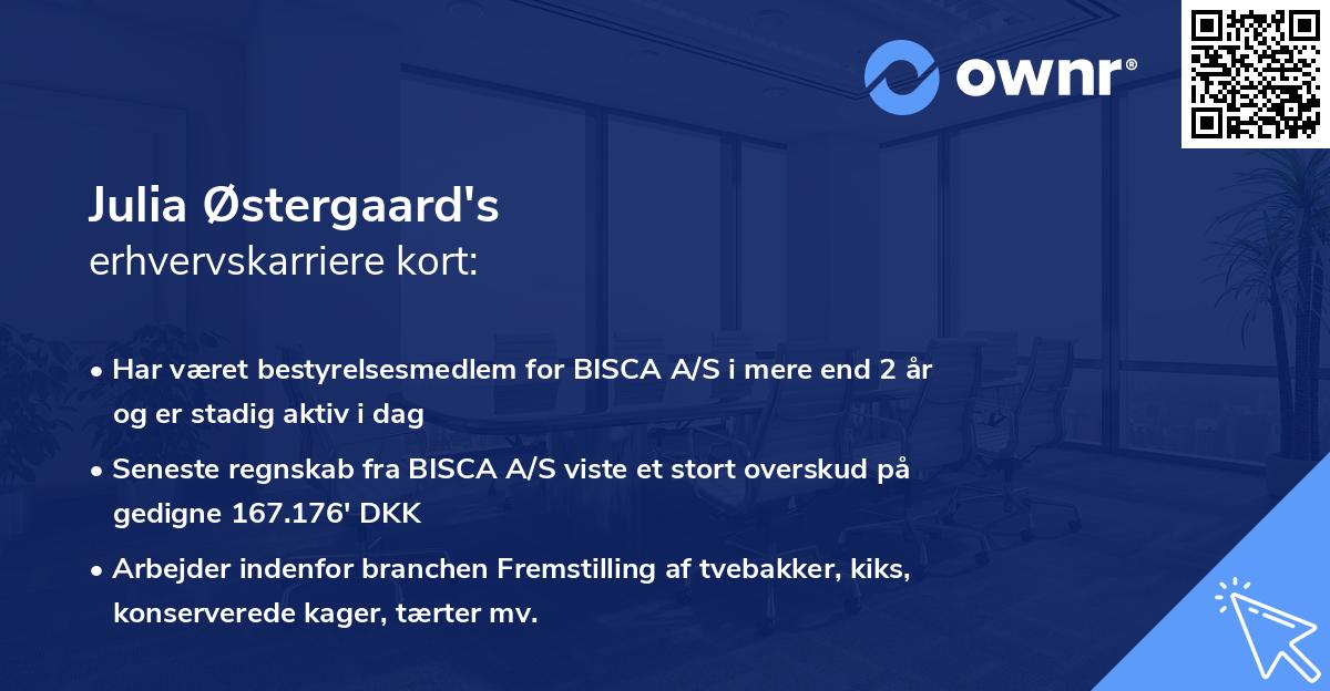 Julia Østergaard's erhvervskarriere kort