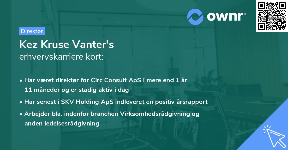 Kez Kruse Vanter's erhvervskarriere kort