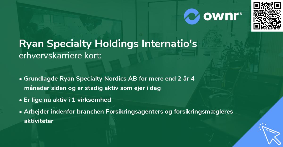 Ryan Specialty Holdings Internatio's erhvervskarriere kort