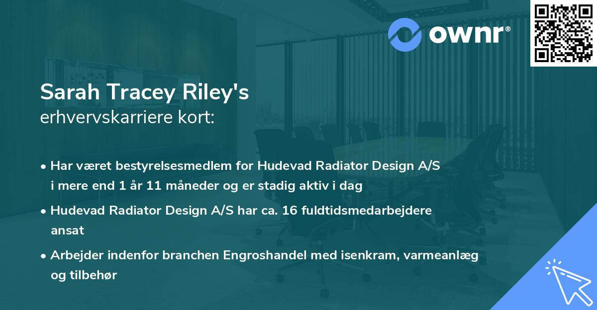 Sarah Tracey Riley's erhvervskarriere kort