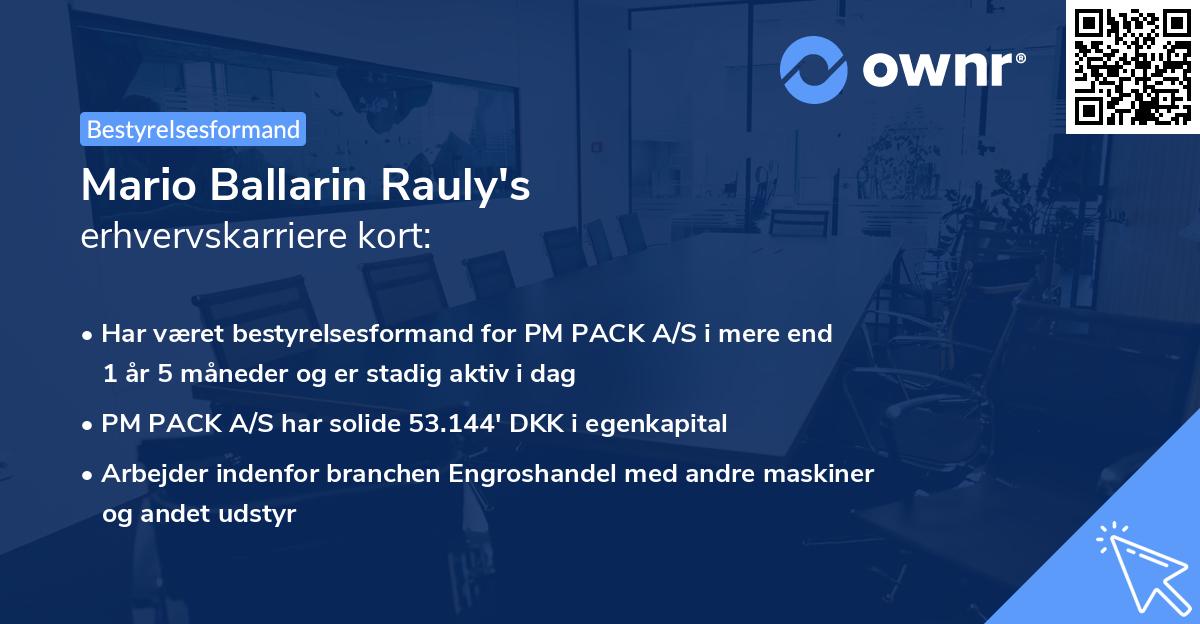 Mario Ballarin Rauly's erhvervskarriere kort