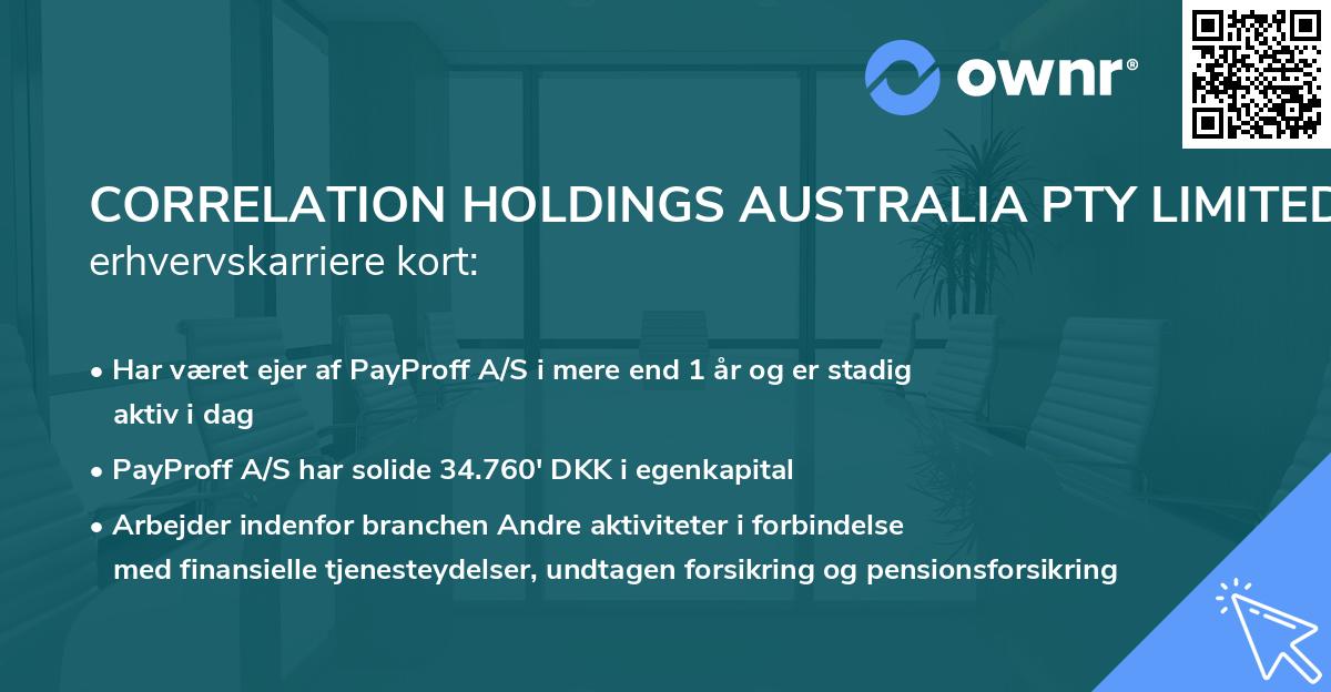 CORRELATION HOLDINGS AUSTRALIA PTY LIMITED's erhvervskarriere kort