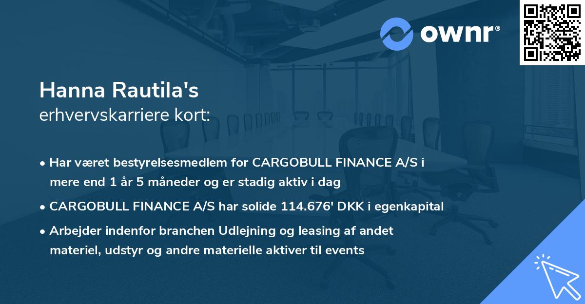 Hanna Rautila's erhvervskarriere kort