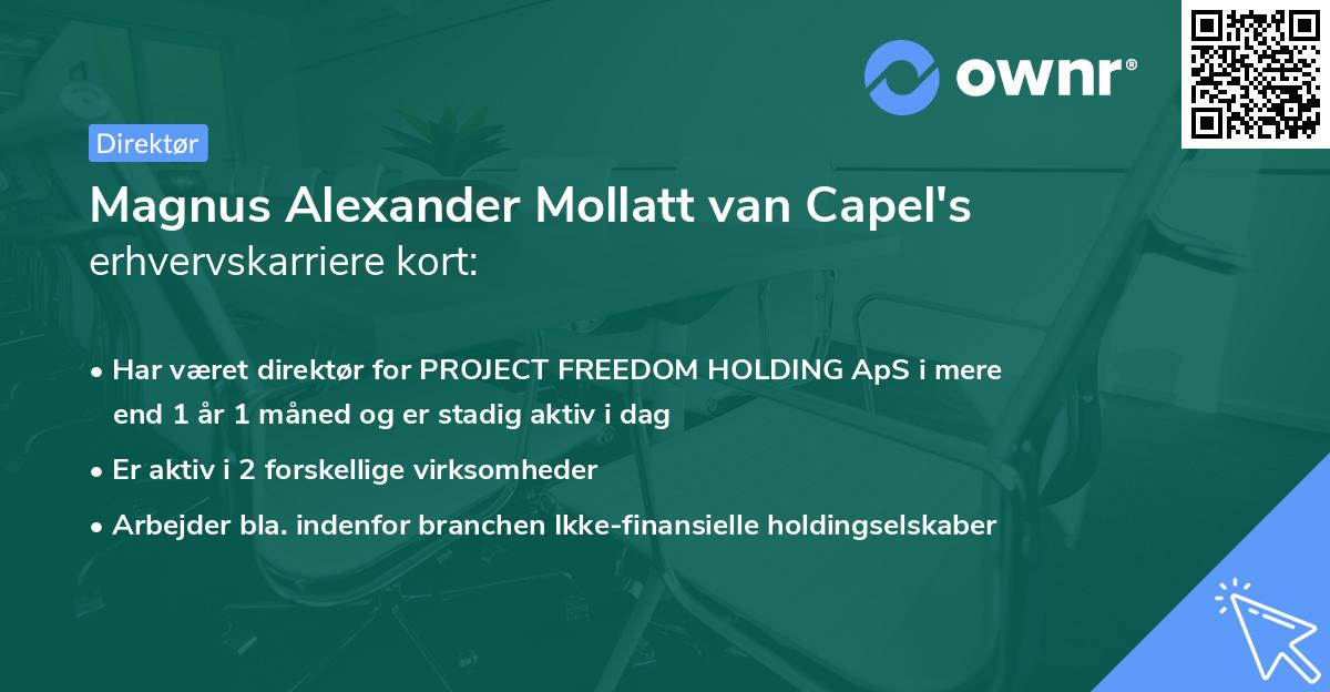 Magnus Alexander Mollatt van Capel's erhvervskarriere kort