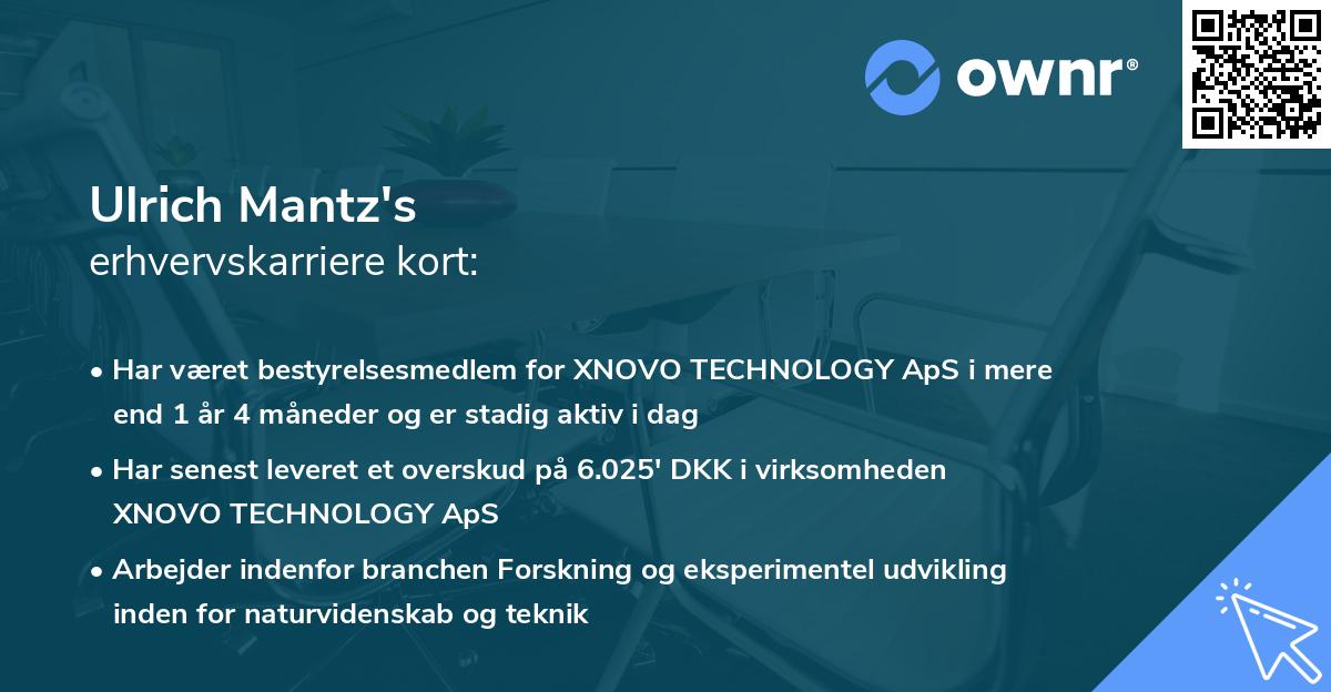 Ulrich Mantz's erhvervskarriere kort