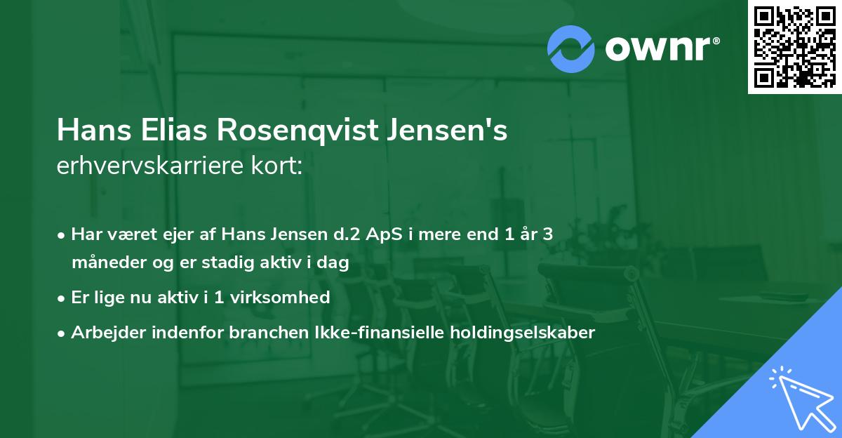 Hans Elias Rosenqvist Jensen's erhvervskarriere kort