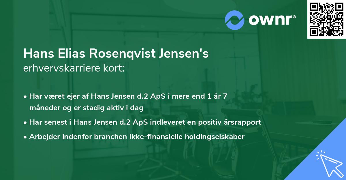 Hans Elias Rosenqvist Jensen's erhvervskarriere kort
