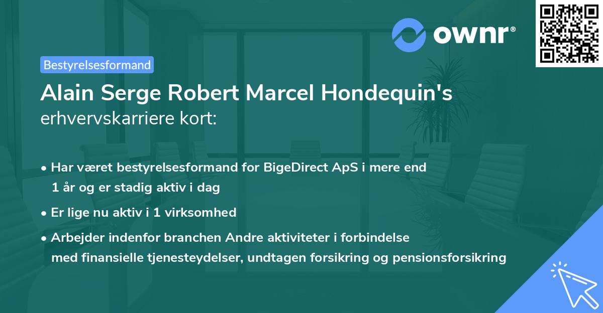 Alain Serge Robert Marcel Hondequin's erhvervskarriere kort
