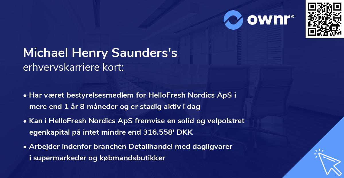 Michael Henry Saunders's erhvervskarriere kort