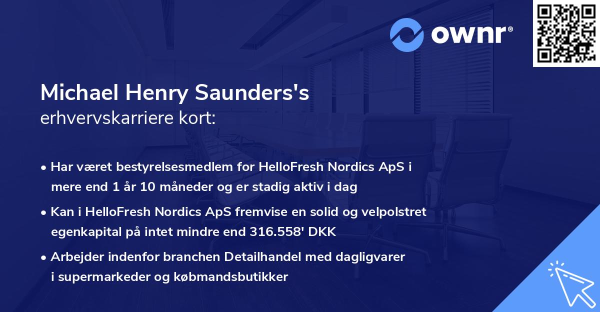 Michael Henry Saunders's erhvervskarriere kort
