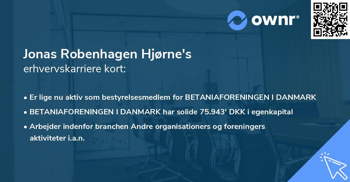 Jonas Robenhagen Hjørne's erhvervskarriere kort