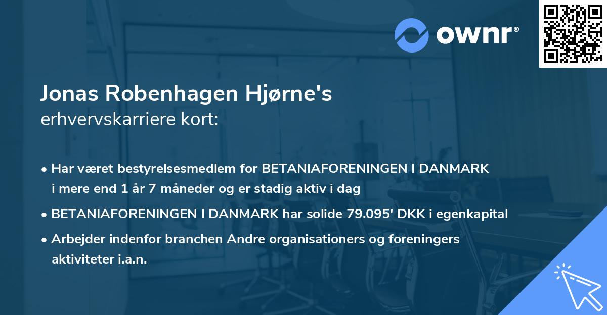 Jonas Robenhagen Hjørne's erhvervskarriere kort