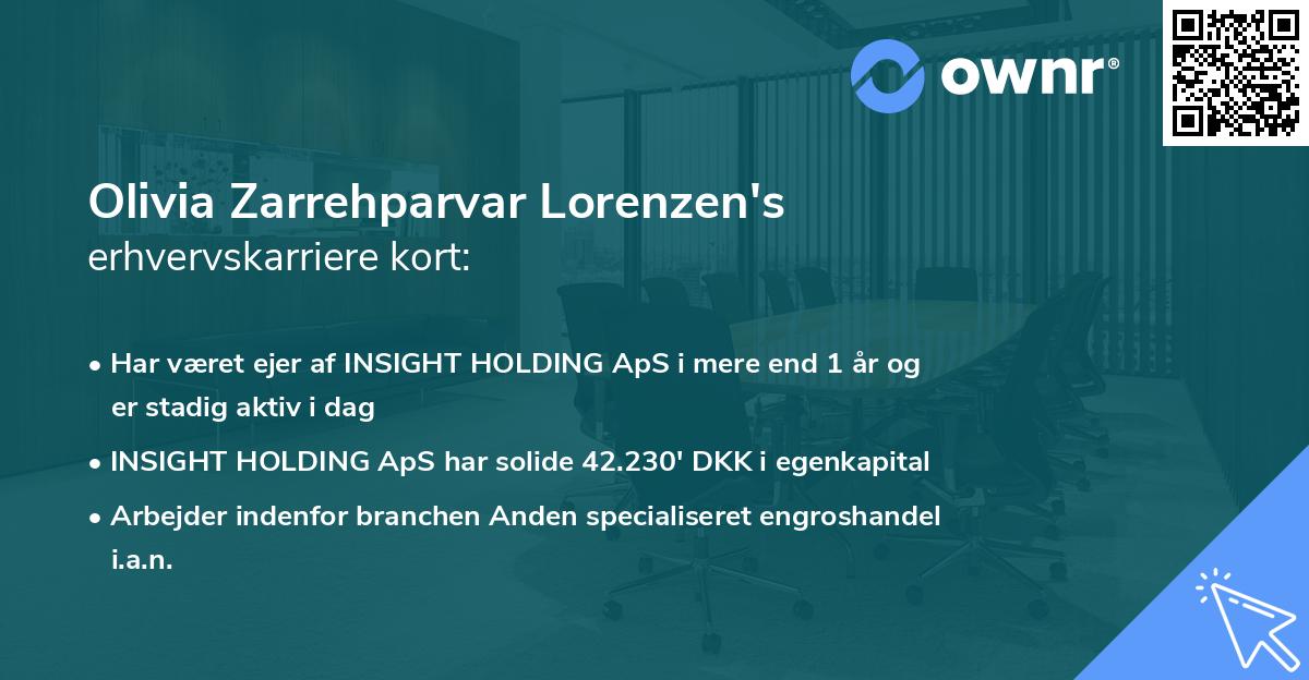 Olivia Zarrehparvar Lorenzen's erhvervskarriere kort