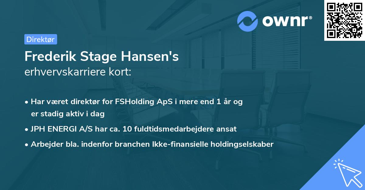 Frederik Stage Hansen's erhvervskarriere kort