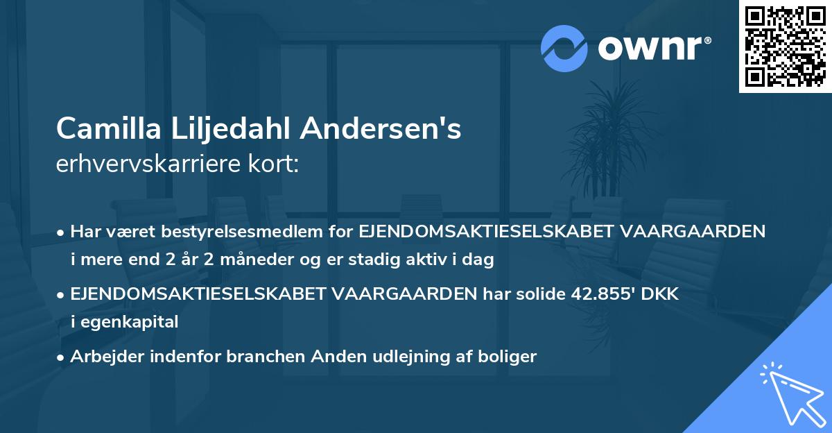 Camilla Liljedahl Andersen's erhvervskarriere kort