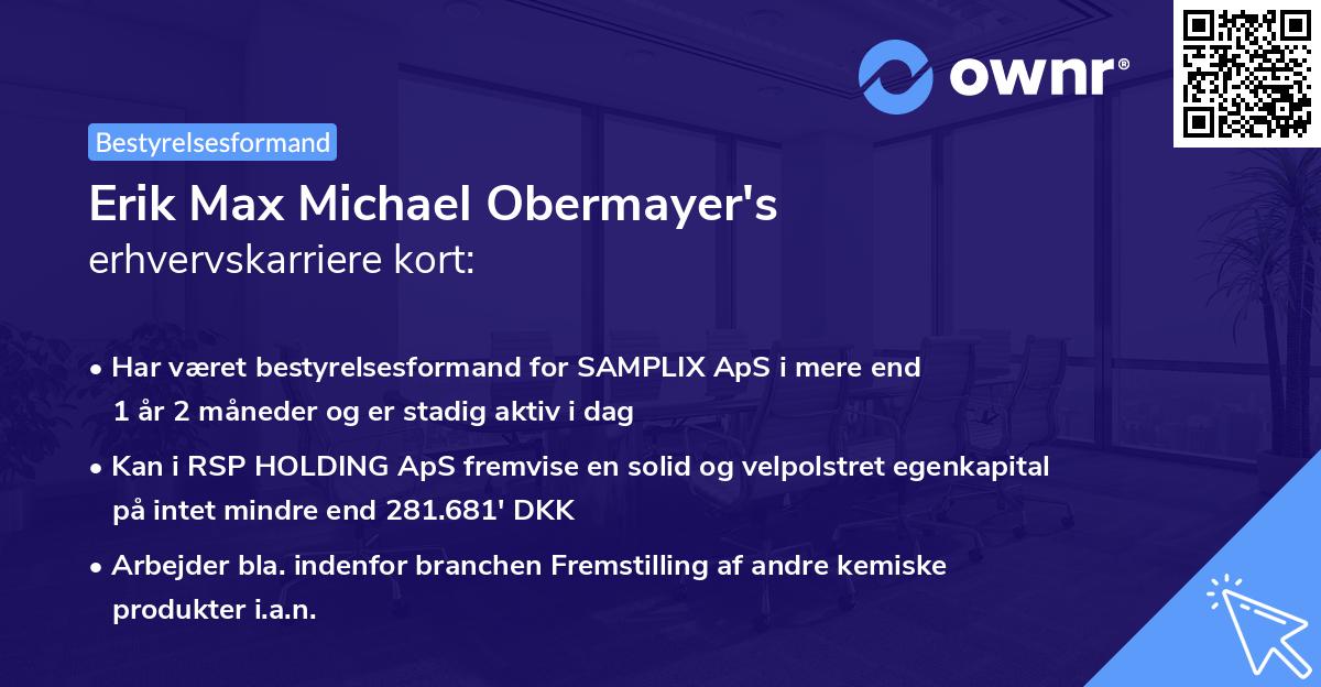 Erik Max Michael Obermayer's erhvervskarriere kort