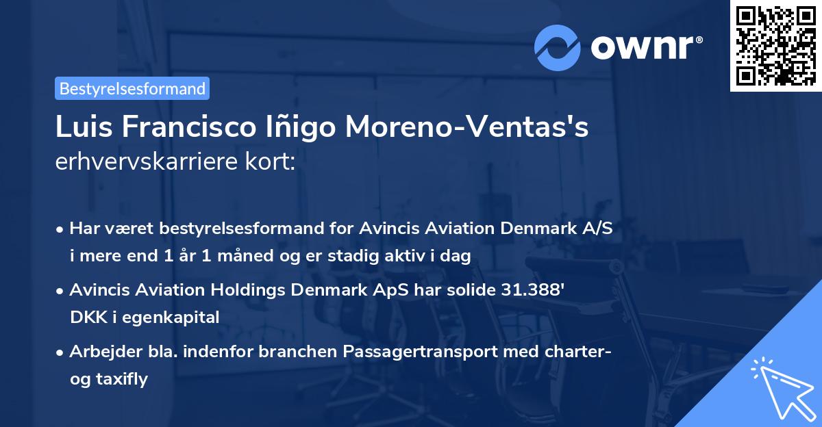 Luis Francisco Iñigo Moreno-Ventas's erhvervskarriere kort