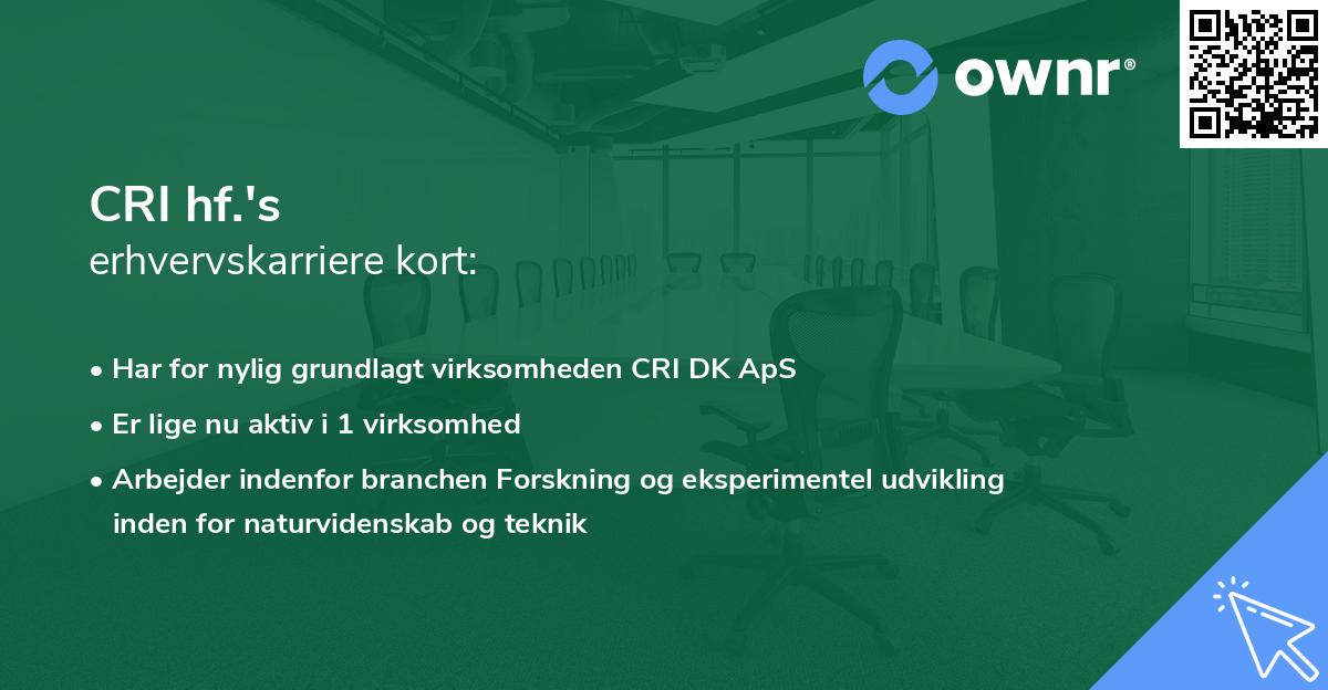 CRI hf.'s erhvervskarriere kort