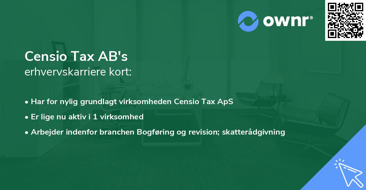Censio Tax AB's erhvervskarriere kort