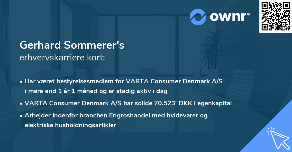 Gerhard Sommerer's erhvervskarriere kort