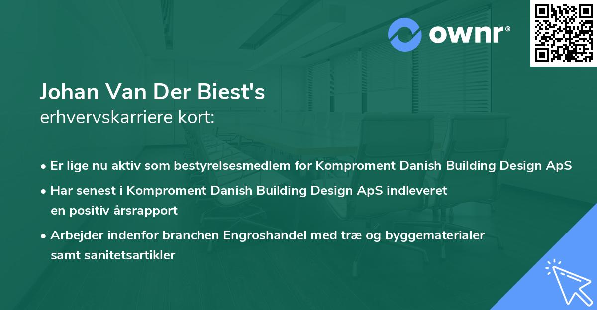 Johan Van Der Biest's erhvervskarriere kort