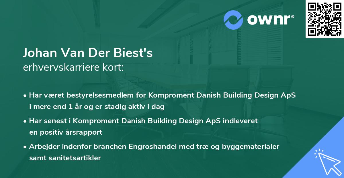 Johan Van Der Biest's erhvervskarriere kort