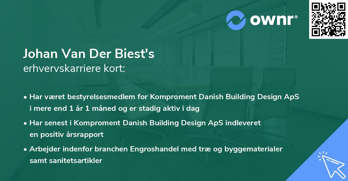 Johan Van Der Biest's erhvervskarriere kort