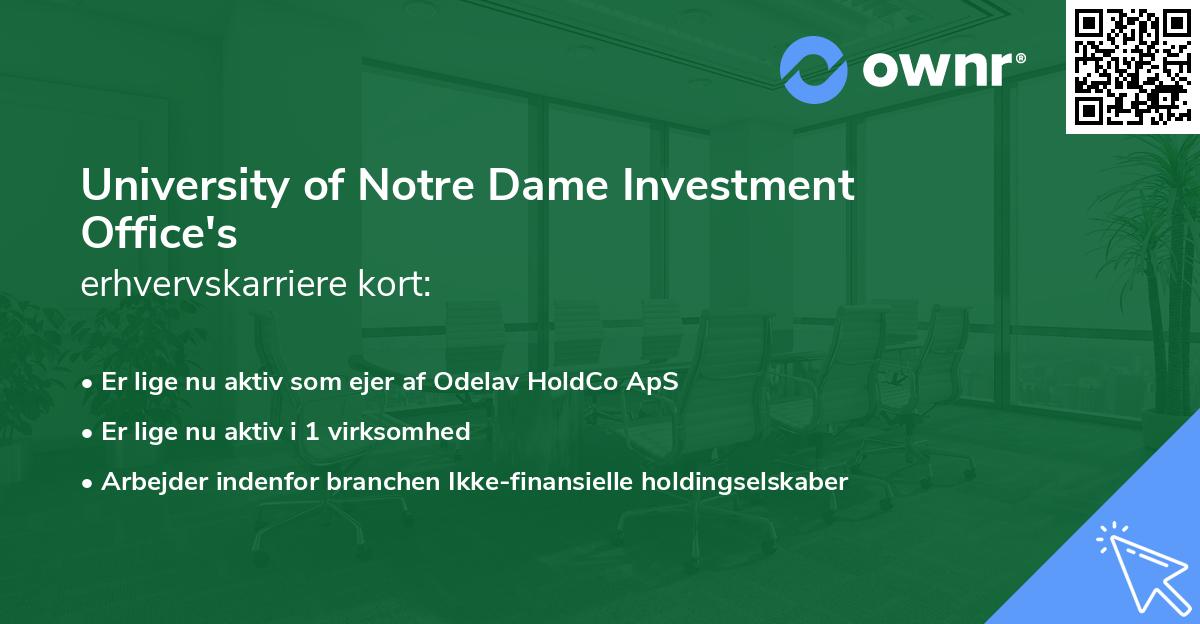 University of Notre Dame Investment Office's erhvervskarriere kort