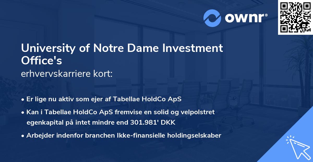 University of Notre Dame Investment Office's erhvervskarriere kort