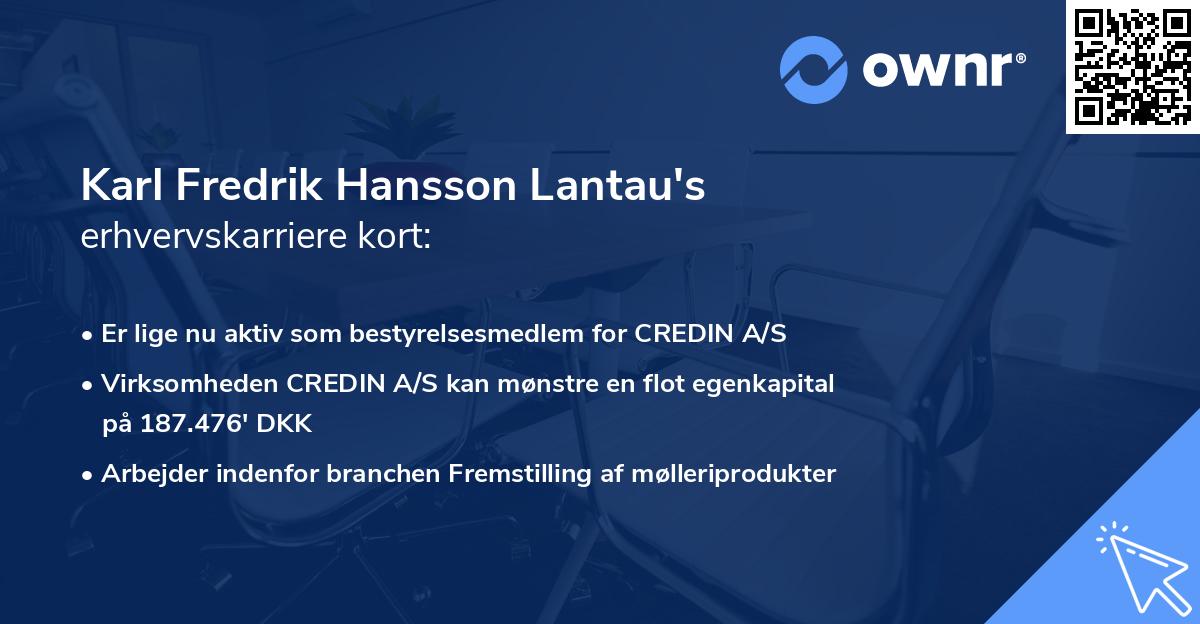 Karl Fredrik Hansson Lantau's erhvervskarriere kort