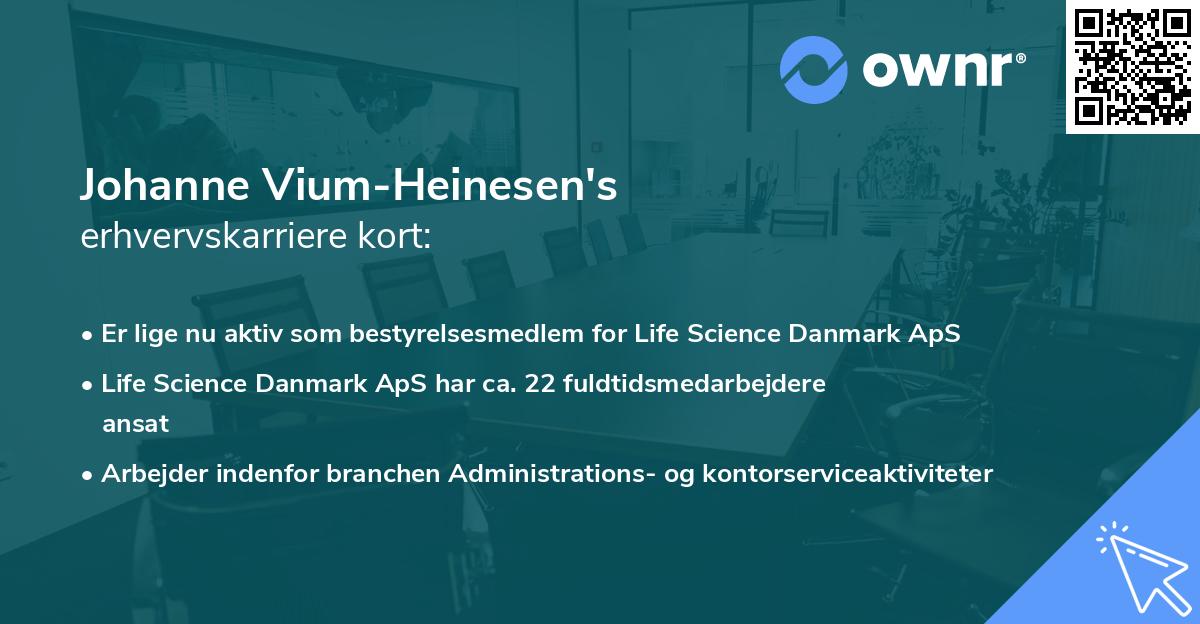 Johanne Vium-Heinesen's erhvervskarriere kort