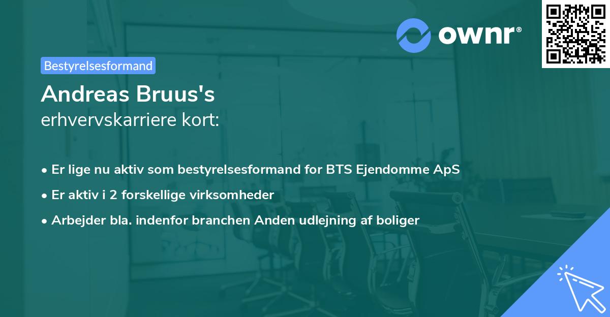 Andreas Bruus's erhvervskarriere kort