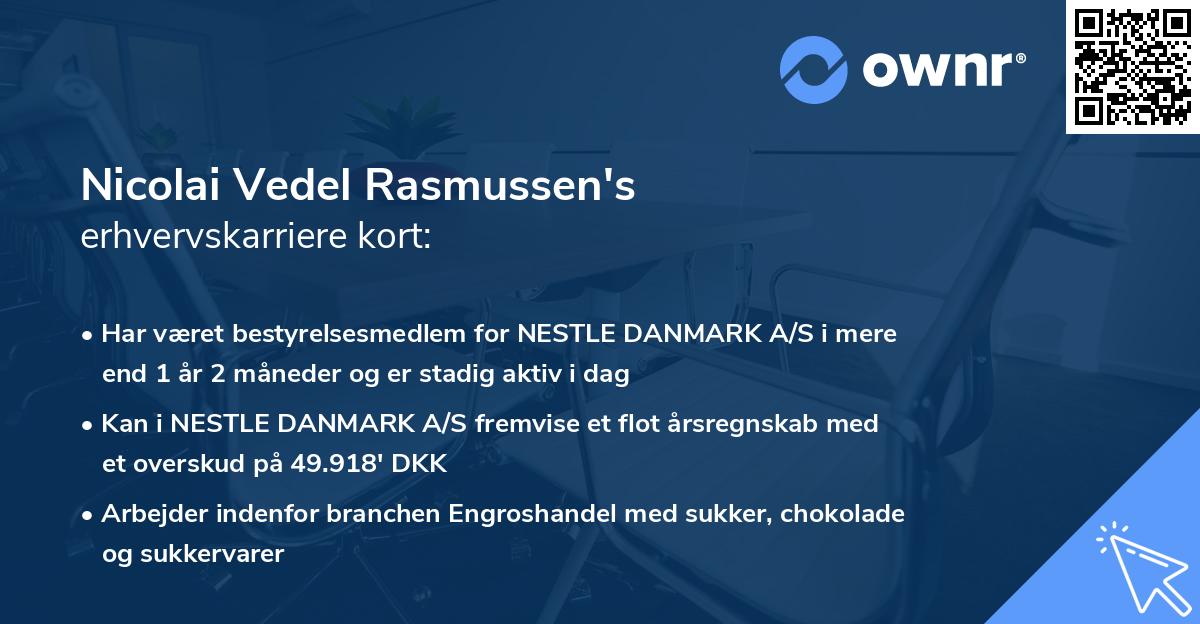 Nicolai Vedel Rasmussen's erhvervskarriere kort