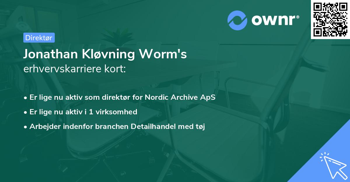 Jonathan Kløvning Worm's erhvervskarriere kort